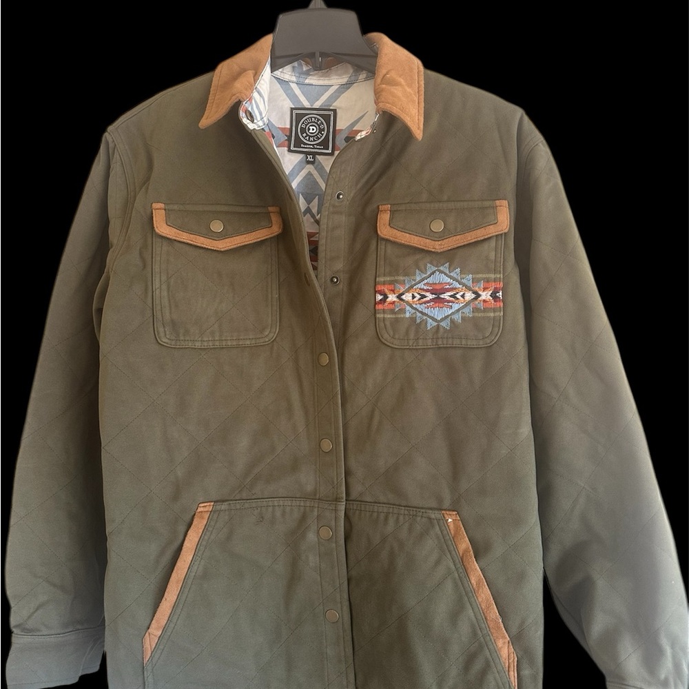Double D Ranch Olive Jacket With Patterned Lining - image 4